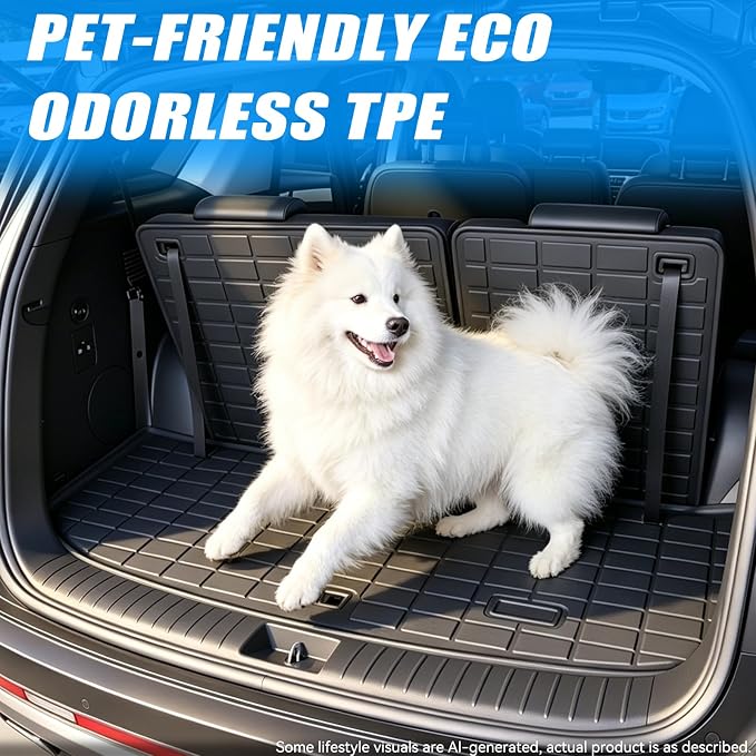 GYGY Cargo Mat Trunk Liner with Backrest Mats, Fit for 2020-2025 Hyundai Palisade, All Weather Waterproof TPE Rear Cargo Tray - Image 3