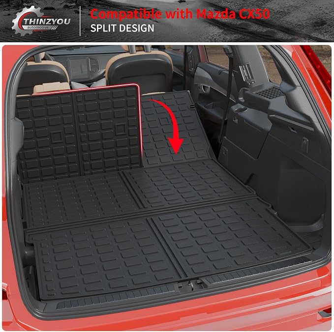 Cargo Mat & Backrest Mats for 2023 2024 2025 2026 Mazda CX50 | Trunk Mat Trunk Liner Cargo Liner TPE All Weather Back Seat Cover Protector 2024 CX-50 Accessories - Image 5