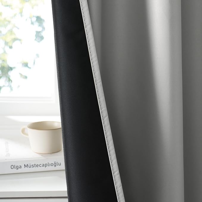 RYB HOME Bedroom Blackout Curtains 63 inches Long, 100% Blackout | Thermal Insulated, Noise Reducing, Curtains for Living Room Nursury, For Sleep, W42 x L63, Biscotti Beige - Image 3
