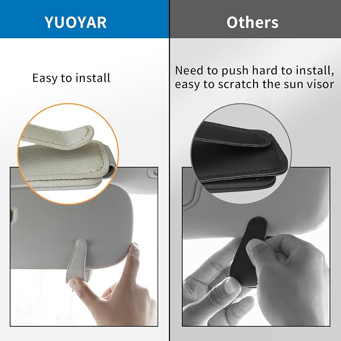 Yuoyar 2 Packs Magnetic Sunglass Holder for Car Visor (4Pcs Grey) | Magnetic Interior Car Accessories - Image 3