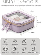 Clear Makeup Bag with Zipper, Set of 2, Mini and Medium, Purple | Clear Travel Bags for Toiletries, Structured Cosmetic Case for Women, Waterproof PU Leather, Wide Open Portable Car Organier - Image 6