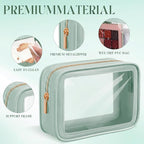 Hsei 6 Pcs Clear Makeup Bags Diaper Bag Organizer Travel Toiletry Bags with Zipper Clear Cosmetic Organizer Car Storage Pouch Bridesmaid Gift for Women Beach Vacation (Green) - Image 3
