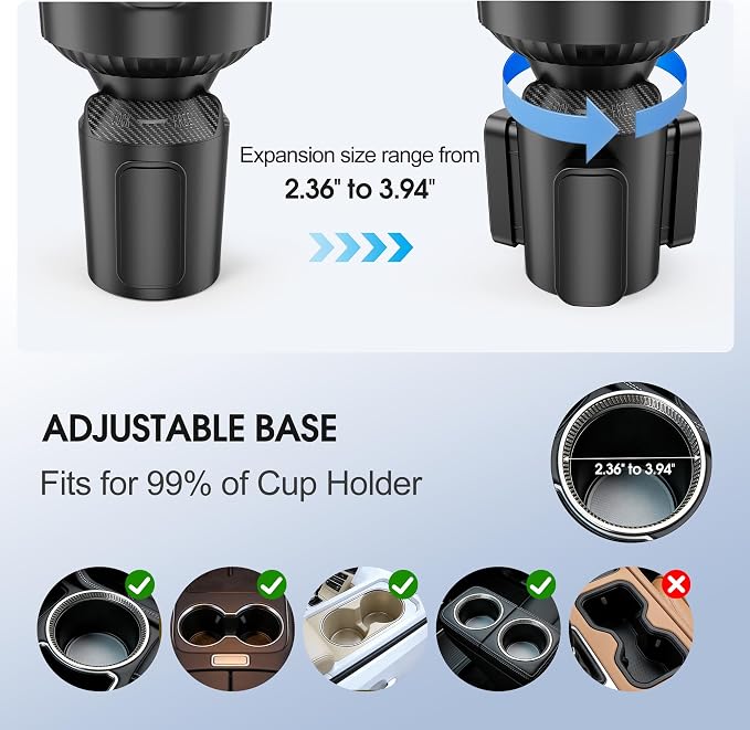Car Cup Holder Tray, Cup Holder Expander 20.5" Height Adjustable Arm Car Food Tray Table for Eating with Phone Holder Road Trip Essential fit Most Bottles - Image 4