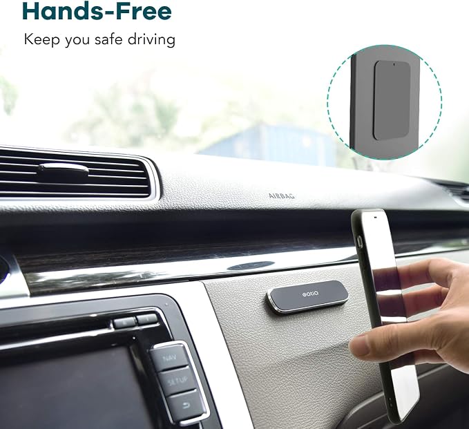 [2 Pack] Magnetic Phone Holder Mount with 4 Metal Plates | Universal Stick On Rectangle,Flat Car Phone Magnet Mount for Car Dashboard Cell Phone Car Mount for iPhone Samsung - Image 3