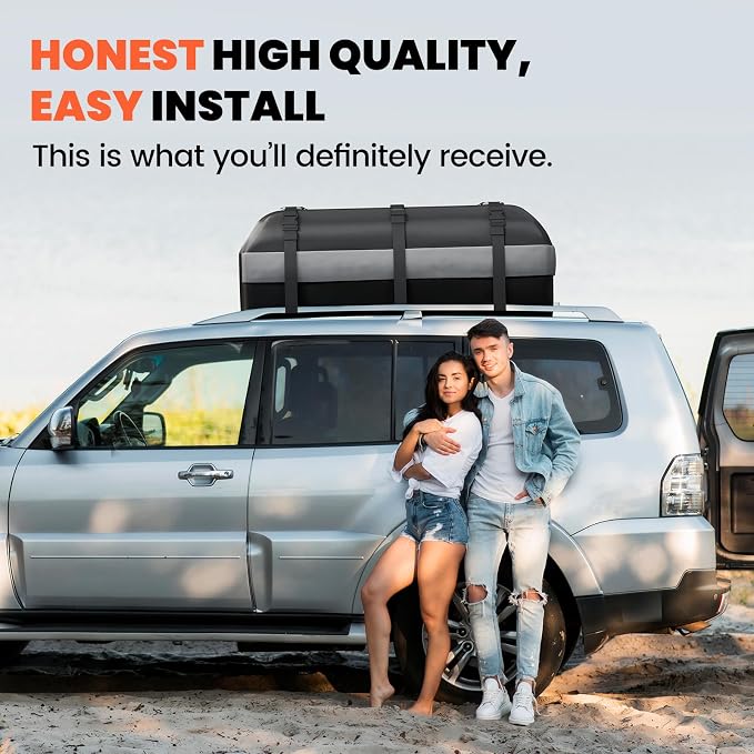 Car Rooftop Cargo Carrier Bag - 100% Waterproof Heavy Duty Car Roof Luggage Carrier 15 Cubic Feet, Fits All Vehicles with/Without Roof Rack - Easy Install & Triply Reinforced for Secure Use - Image 7