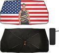 USA Flag Custom Windshield Sun Shade Cover Uv Protection Sunshades for Auto Car Interior Accessories by Wudan