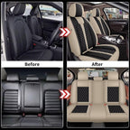 IKABEVEM Car Seat Covers Fit for Infiniti M37 2007-2013 Full Set | Waterproof Faux Leather, Airbag Compatible, Easy to Install & Wipe Car Seat Protector,5 Seats Covers Fit for , Beige&Black - Image 6