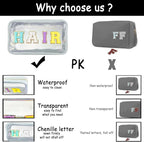 Bunliuys Chenille Letter Clear Makeup Bag Travel Patch, Travel Toiletry Makeup Bag with Handle, Nylon Waterproof Makeup Bags clear cosmetic bag, preppy patch makeup bag for Women (SNACKS-White) - Image 4