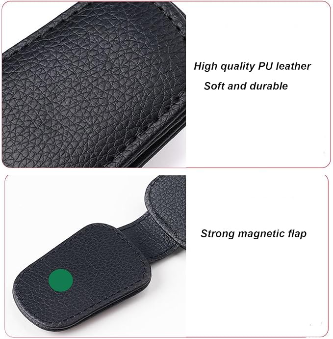 2 Pack Sunglass Holder for Car Magnetic Leather Sunglass Clip Universal Eyeglass Holder Car Visor Accessories Black - Image 3
