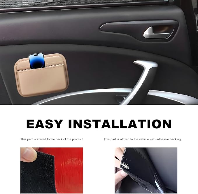 Car Seat Side Pocket Organizer, Mini Leather Auto Door Storage Bag Console Side Organizer, Multifunctional Seat Gap Pocket Storage Pouch for Phone Pen Key Sunglass (Beige) - Image 4