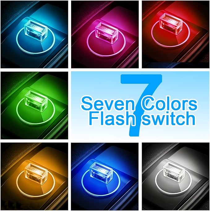 4PCS USB LED Car Interior Atmosphere Light, Plug-in USB Interface Vehicle Ambient Lamp, Automotive Interior Night Decoration Lamp, Universal for SUV Automobile Truck (Yellow) - Image 5