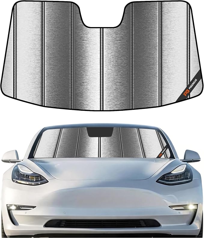 Pigenius Windshield Sunshade for Tesla Model 3 2018-2026, Model Y 2020-2025 Old Body Style - Metallic by Pigenius
