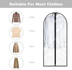 Dress Bags for Gowns Long, 60'' Garment Bags for Hanging Clothes, Suit Bag Cover for Storage and Travel, 2 Pack (Clear) - Image 3