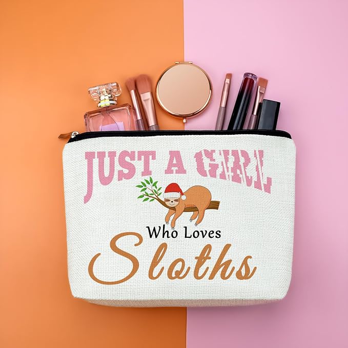 Sloth Gifts for Women Makeup Bag Gifts for Sloth Lover Wild Animal Themed Gift Ideas for Women Sister Daughter Mom Friend Wife Niece BFF Besties Christmas Birthday Present Cosmetic Bag with Zipper - Image 4