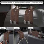 WideFit Car Headrest Hooks, 2 Pack for Wide-Strap Bags, Brown | 0.98 in opening fits thick purse straps. Premium leather and dual metal hooks hold up to 40 lb and rotate 360°. - Image 8