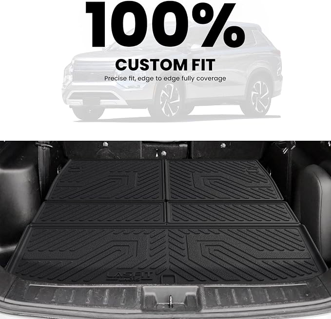 LASFIT Cargo Mat & Backrest Mats for 2022-2025 Mitsubishi Outlander | Not Fit PHEV or Sport Models, 3D Custom Fit TPE All Weather Trunk Liner, Full Coverage Secure-Fit Cargo Liner, Easy to Wash - Image 2