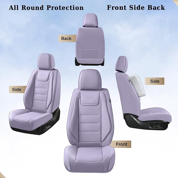 Coverado Car Seat Covers, Front Covers for Cars, Car Seat Cover Front Seats, Car Seat Protector Waterproof, Leather Car Seat Cushion, Universal Interior Covers Seat Protectors for Most Cars Purple - Image 7