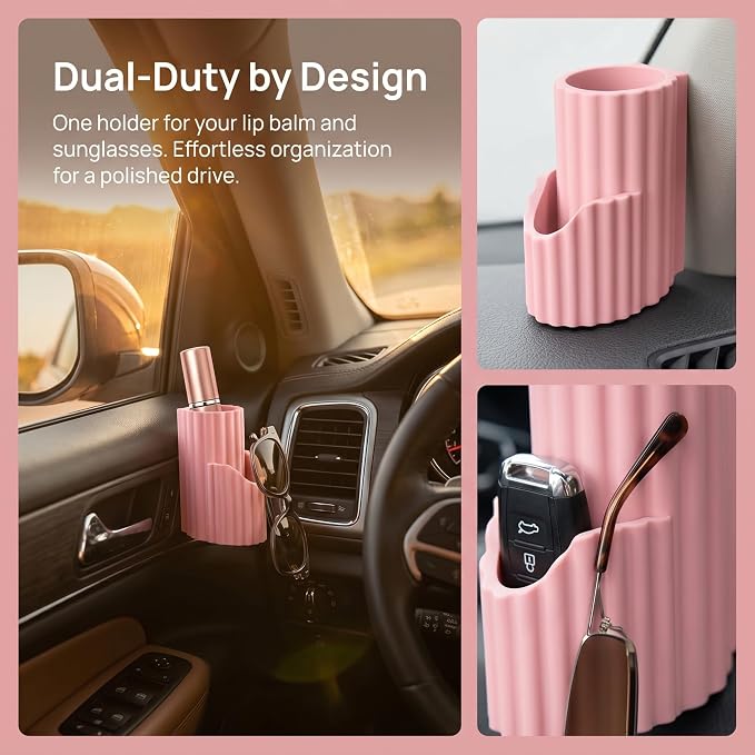 Upgraded 2-in-1 Car Chapstick Holder No Melt & Car Sunglasses Holder,Silicone Insulated Chapstick Holders for Cars as Chapsticks Organizer,Upright Portable Cars Lip Balm Holders - Image 7