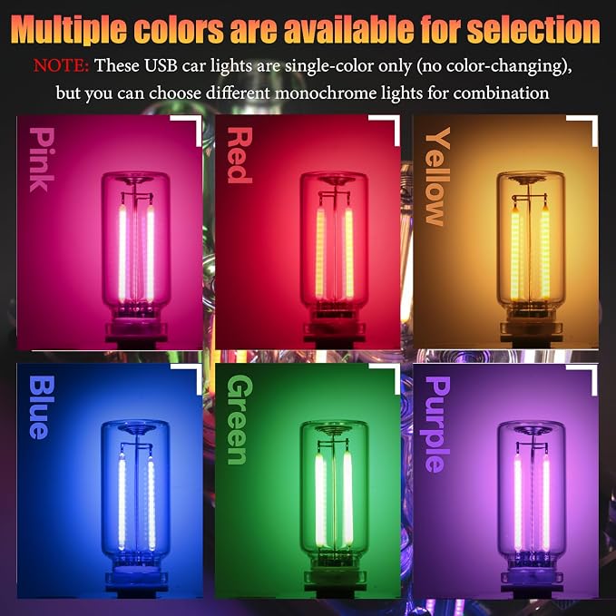 1 Pack Car LED Lights Interior, USB Light for Car Decor & Bedroom, Touch Dimmable Ambient Lighting, Mini Glass Bottle Night Light for Camping Gifts-White - Image 5