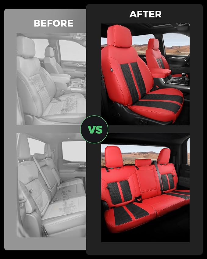 RIDEPOSH Custom Fit Seat Covers for Silverado/Sierra 1500 2019-2026 CrewCab | Fits 2500/3500HD 2020-2026, with Rear Armrest/Seatback Storage, Faux leather, Protective, Scratch-resistant, Easy-clean - Image 8