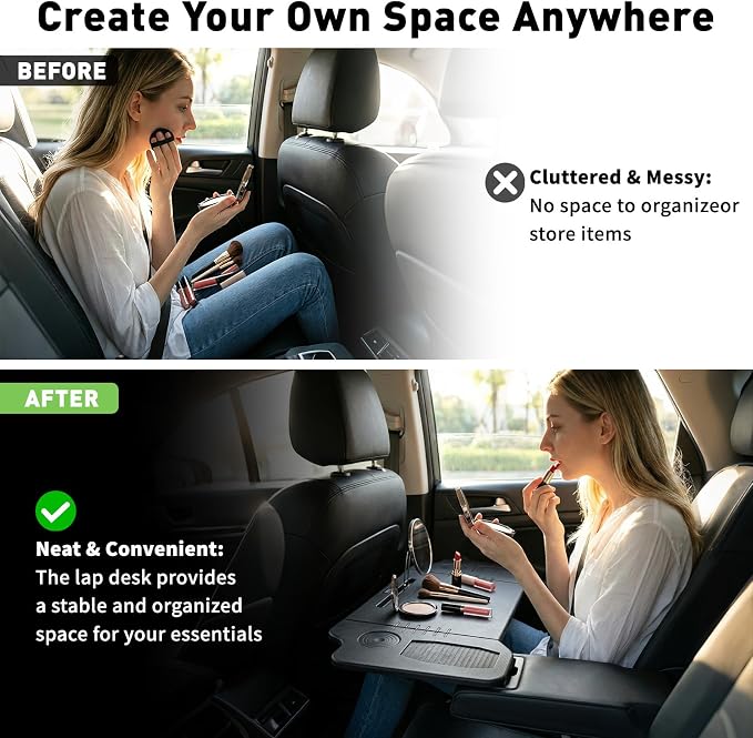 Tesla Model 3 Model Y Car Desk, Triple Foldable Laptop Table Food Tray, Portable Full Size Car Table with Cup Holder, Multipurpose Tray for Eating Working Travel Camping Accessories - Image 8