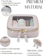Clear Makeup Bag Travel Cosmetic Case Transparent Toiletry Bag with Zipper, Portable Make Up Organizer Traveling Compact Car Bag for Essentials, Light Pink, Mini - Image 4