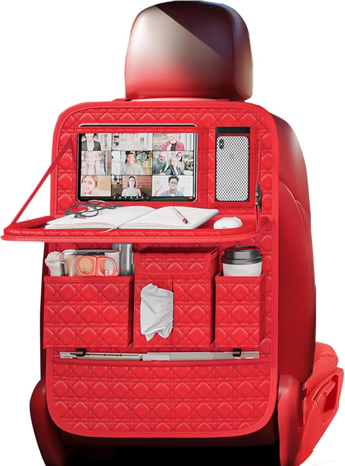 Backseat Car Organizer 1 Pack, Car Back Seat Organizers with Tray,Multifunctional Car Seat Back Organizer with Foldable Tablet Holder (Red, 1 PC) by GMQ