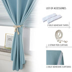 Self Adhesive Curtains, Black Out Shade for Window, Blackout Fabric Temporary Window Coverings Easy to Hang Curtains No Rod Needed, Use for Bedroom, Room, Kitchen, 35"W X 79"L, Lake Blue, 1 Panel - Image 2