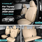 Custom Seat Covers for Toyota Highlander 2020-2026 7 Seats Beige | faux leather, 2nd row captain chairs, waterproof, breathable, airbag compatible, stain resistant, easy install, durable - Image 7