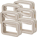 Hsei 6 Pcs Clear Makeup Bags Diaper Bag Organizer Travel Toiletry Bags with Zipper Clear Cosmetic Organizer Car Storage Pouch Bridesmaid Gift for Women Beach Vacation (Khaki) by Hsei
