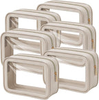 Hsei 6 Pcs Clear Makeup Bags Diaper Bag Organizer Travel Toiletry Bags with Zipper Clear Cosmetic Organizer Car Storage Pouch Bridesmaid Gift for Women Beach Vacation (Khaki) by Hsei
