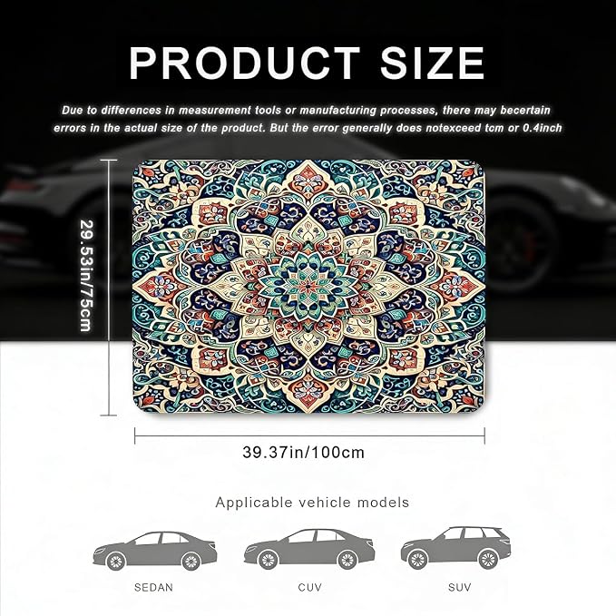 Car Trunk Mat - Universal Size 29" x 39", Bohemian Style Cargo Liner | Car Accessory for SUVs/Sedan/Wagons, Durable Protective Mat, Trunk Liner for Families/Travel Enthusiasts - Image 3
