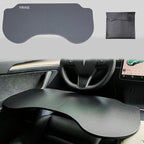 Frins Foldable Car Desk for Tesla Model Y/3/X Accessories, PU Leather Car Table Tray, Anti-Slip Stable Desktop No Mouse Drift, Multifunctional in-Car Tray for Eating, Work, Study, Makeup and Travel by FRINS