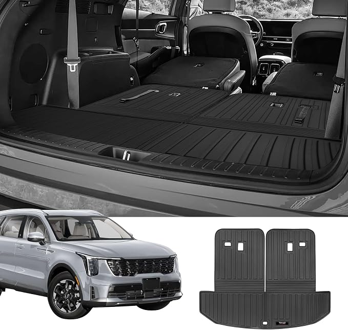Custom for 2021-2025 2026 Kia Sorento Cargo Mats Trunk Liner with 3rd Rear Seat Backrest Mat All Weather TPE Protection Mat Sorento 6/7 Seat S LX EX SX Accessories (for 2021-2026 Kia Sorento) - Image 2