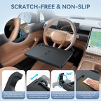 Extendable Steering Wheel Tray, Adjustable Car Laptop Desk Table | ABS, 22 lb capacity, 15-26 in extendable tray, 360° buckle, tablet slot, fold-flat storage, for parked work and dining - Image 4
