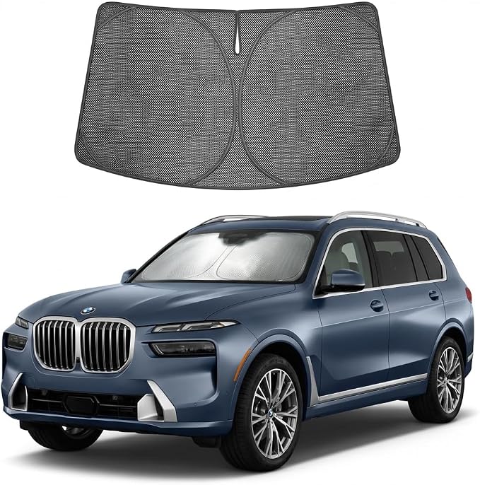 Proadsy Custom Fit 2019-2026 BMW X7 Windshield Sun Shade, Blocks Heat | Ice Crystal Micro-Refraction Blocks 99% UV, Drops Cabin Temp 54°F. Foldable Full Coverage for Summer Parking/Camping Privacy by Proadsy