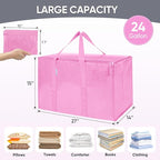 TICONN 8 Pack Extra Large Moving Bags Heavy Duty with Zippers & Carrying Handles, Durable Storage Bags Moving Boxes for Closet Organizers and Storage (8 Pack, Pink) - Image 5