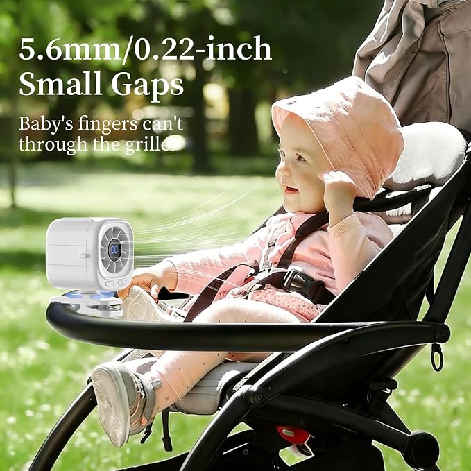 Car Fan for Driver & Backseat, Powerful Large Airflow Portable Fan with Extendable Arm, Rechargeable 3000mAh Battery, Magnetic Clip Mount, 5 Speeds, Quiet Cooling Fan for Car, Baby, SUV, Truck - Image 7