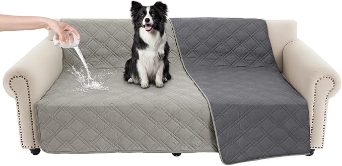 100% Waterproof Washable Dog Blanket，Light Gray+Gray， 68"x82" | ,7-Layer Reversible Couch Covers for Dogs Met for Sofa Furniture Car Camping by Unknown