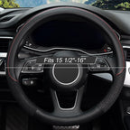 KAFEEK 16 inch Steering Wheel Cover, Microfiber Leather, Black | Compatible for F150 F250 F350 Ram 4Runner Tacoma Tundra Range Rover - Image 2