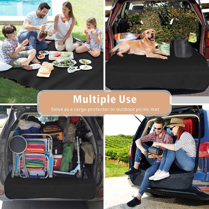 F-color SUV Cargo Liner for Dogs - Waterproof Dog Car Cover for SUV | Trunk Cover with Bumper Flap Protector, Low-Profile Padded Cargo Cover Prevents Scratches Pet Hair Mud Dirt for Mid-Size SUV - Image 6