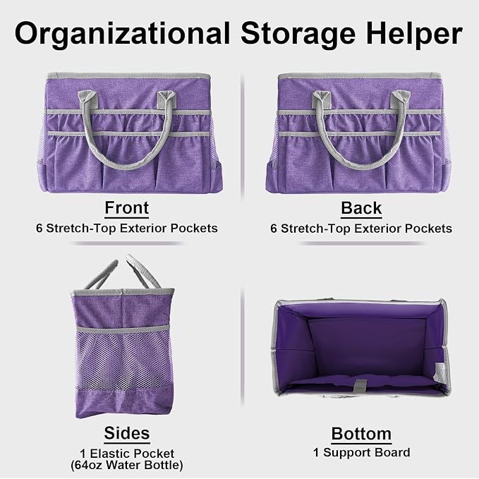 Cupohus Craft Organizer Tote Bag – Foldable Large Capacity Supply Storage Bag – Use as Baby Diaper Organizer, Craft Supply Holder, Car Trunk Basket, or Breast Pump Storage - Image 3