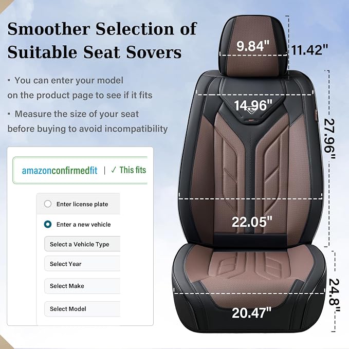 Coverado Seat Covers, Car Seat Covers Front Seats, Leather Seat Covers for Cars, Automotive Seat Covers Car Seat Protector Car Seat Cushion Universal Fit for Most Sedan SUV Pick-up Truck(Black&Coffee) - Image 6