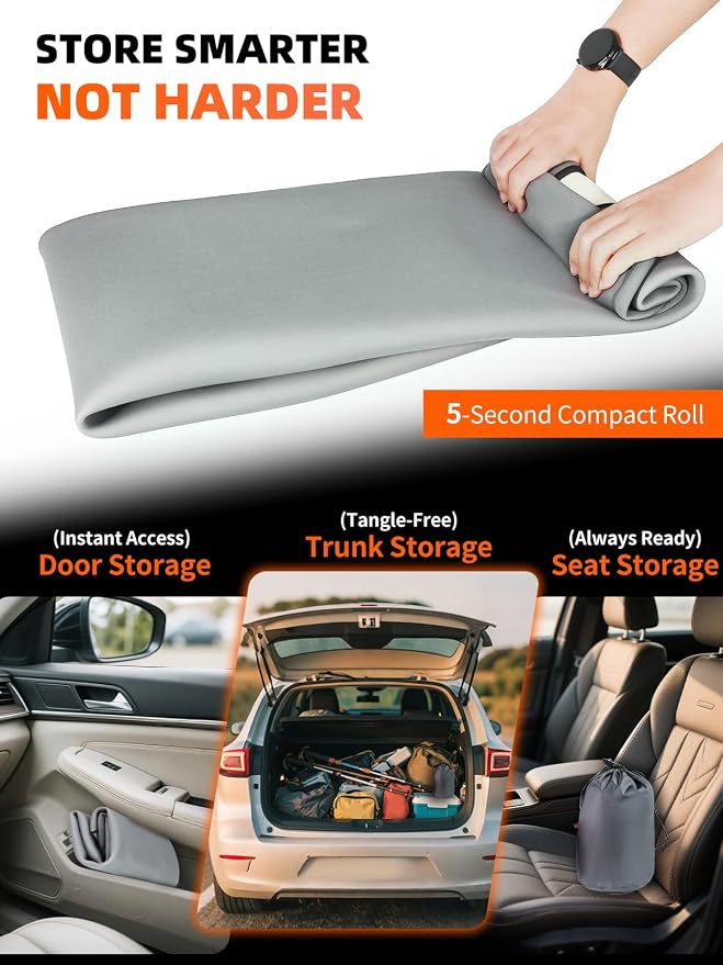 Universal Fit Waterproof Car Seat Cover - Rubber-Based Protection for Athletes, Fitness & Pets - Non-Slip Interior Backing, Includes Seat Belt Protector - Gray - Image 6