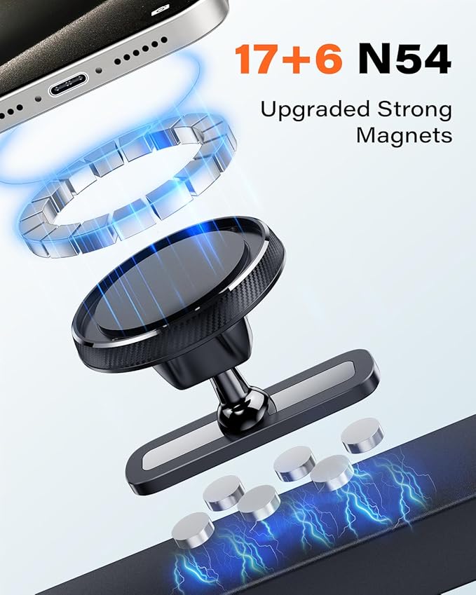 APPS2Car Gym Magnetic Phone Holder, Aluminum Alloy Base & Ball Joint, Black | 360° Adjustable Dual Magnet Phone Mount for MagSafe, Attach to Metal Surface, Gym Accessories for Workout Recording - Image 2