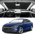 Custom Fit Windshield Sun Shade for Chevy Malibu 2016-2025 | Blocks UV Rays and Sun Heat, Helps Reduce Interior Temperature, Protects Dashboard from Fading, Folds Easily for Storage by SLOGENTO