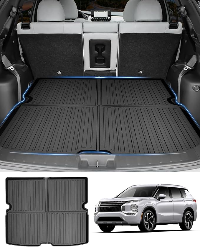 Powerty Trunk Mat Custom Fit for Mitsubishi Outlander 2022-2026(Not for PHEV or Sport Models), All Weather TPE Cargo Mat Liner for Outlander Rear Trunk - Image 9