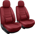 Leather Front Seat Covers for Cars Automotive Seat Protectors | Breathable Waterproof Durable Full Surround & Lumbar Support Design Non-Slip Universal Fit for Most Cars SUVs Trucks Vans Red by Unknown