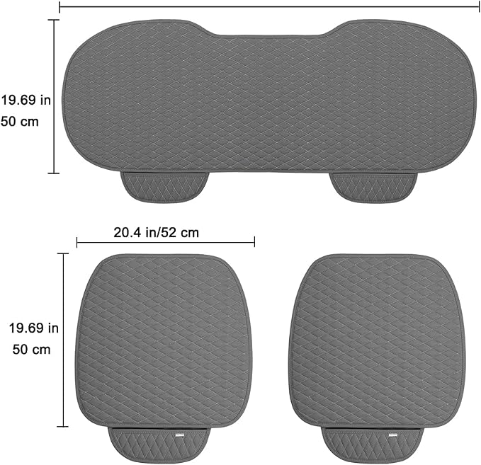 West Llama Pu Leather Car Seat Bottom Covers Protectors Include 1 Pair Front Driver Seat Pad Mat and 1 Rear Bench Cover Universal Fit 90% Vehicles,Gray - Image 8