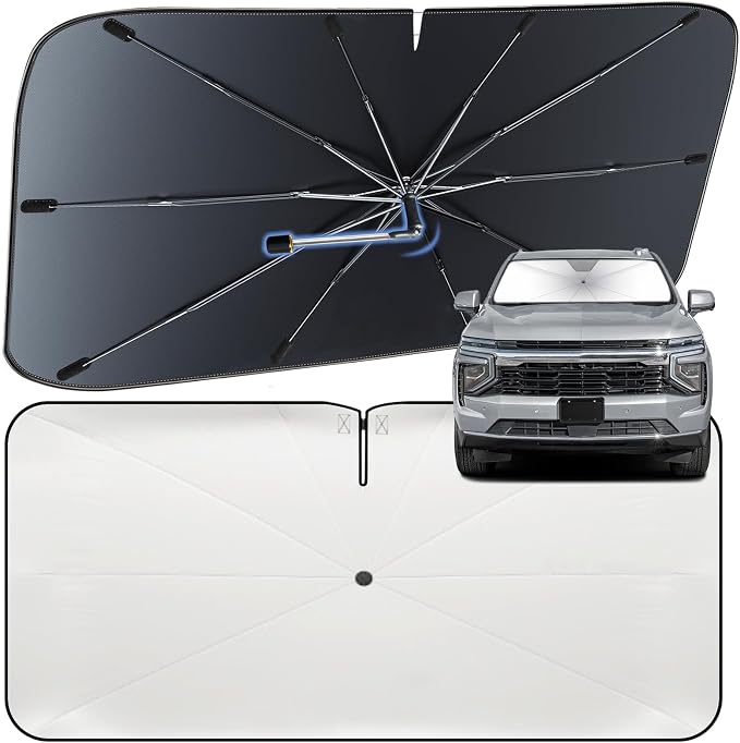 Windshield Sun Shade Umbrella for Chevrolet Suburban 2021-2026 Front Window | Heat-Reflective Window Shade, Umbrella Sunshade Cover Blocks Heat, Protects Interior, Vehicle-Specific Precision Fit by Fshaanys